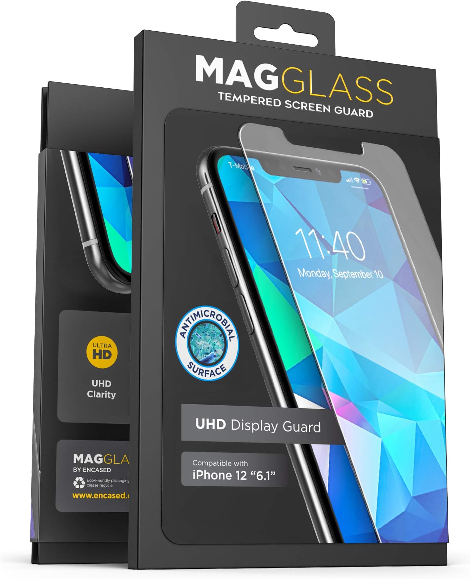 Magglass iPhone 12 Tempered Glass Screen Protector - Anti Bubble UHD Clear Full Coverage Anti-Microbial Display Guard (Case Compatible)