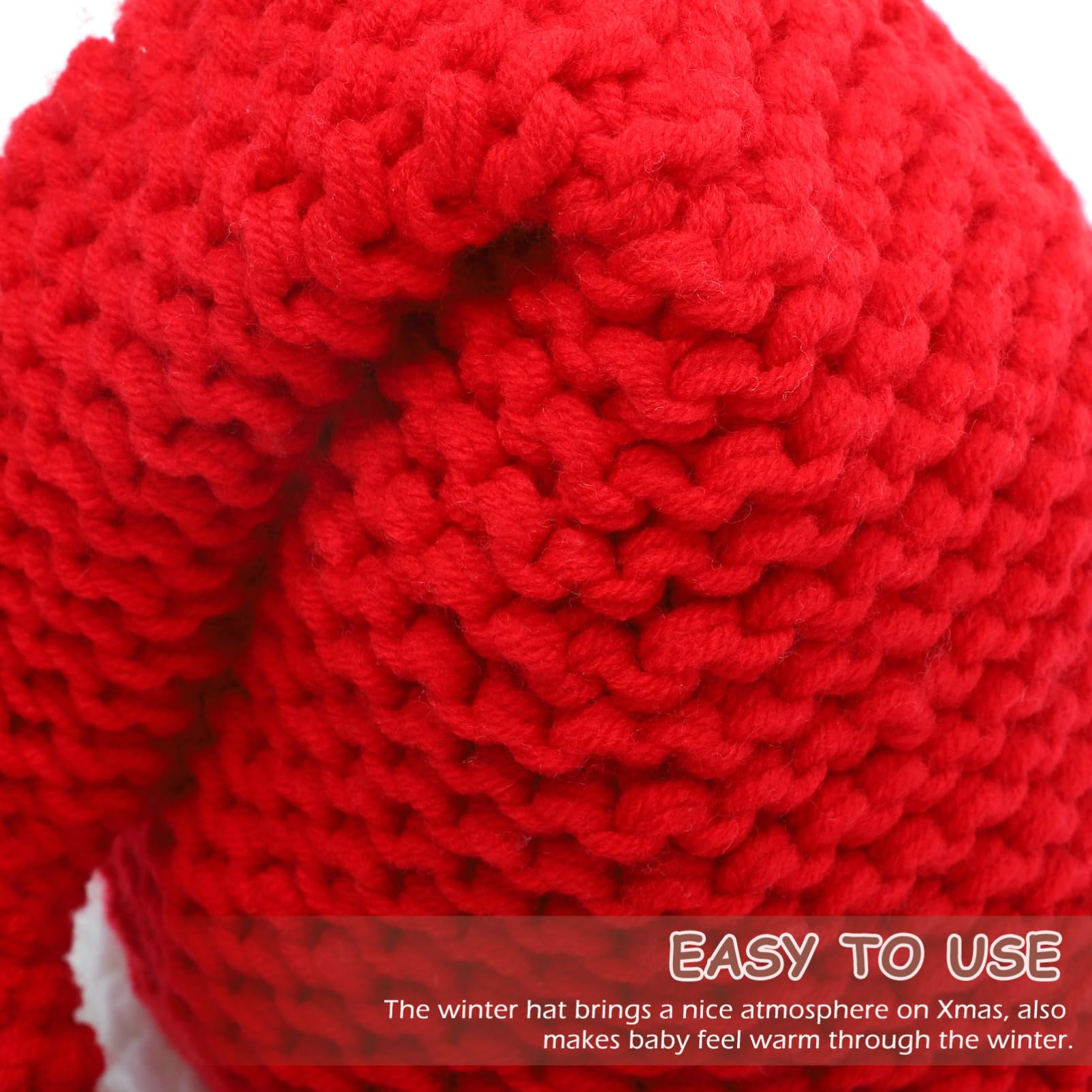 CALLARON Hut Babykleidung -Outfit Motorhaube Neugeborenes Gestrickte Weihnachtsmütze -urlaubsmütze Urlaubsstrickmützen Weihnachtslanger Häkeln Zopfhaube Babys Rot Garn
