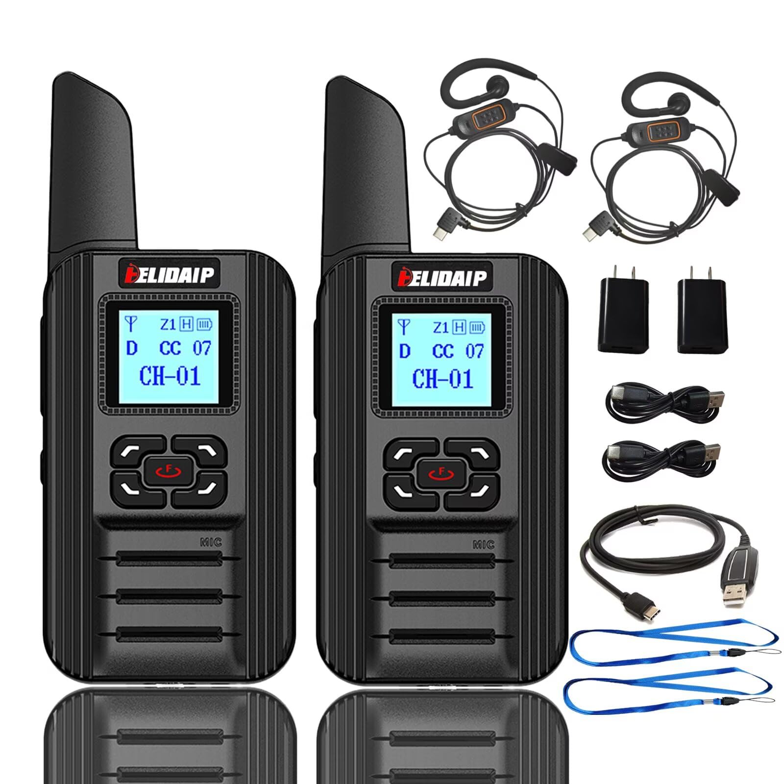 F-711 Mini Walkie Talkies DMR Digital Analog Funkgerät Aufladbar | USB-C 2000mAh Wiederaufladbarer Tragbare Funkgeräte für Restaurant Event Sicherheitsdienst Wanderabenteuer Outdoor, 1 Paar