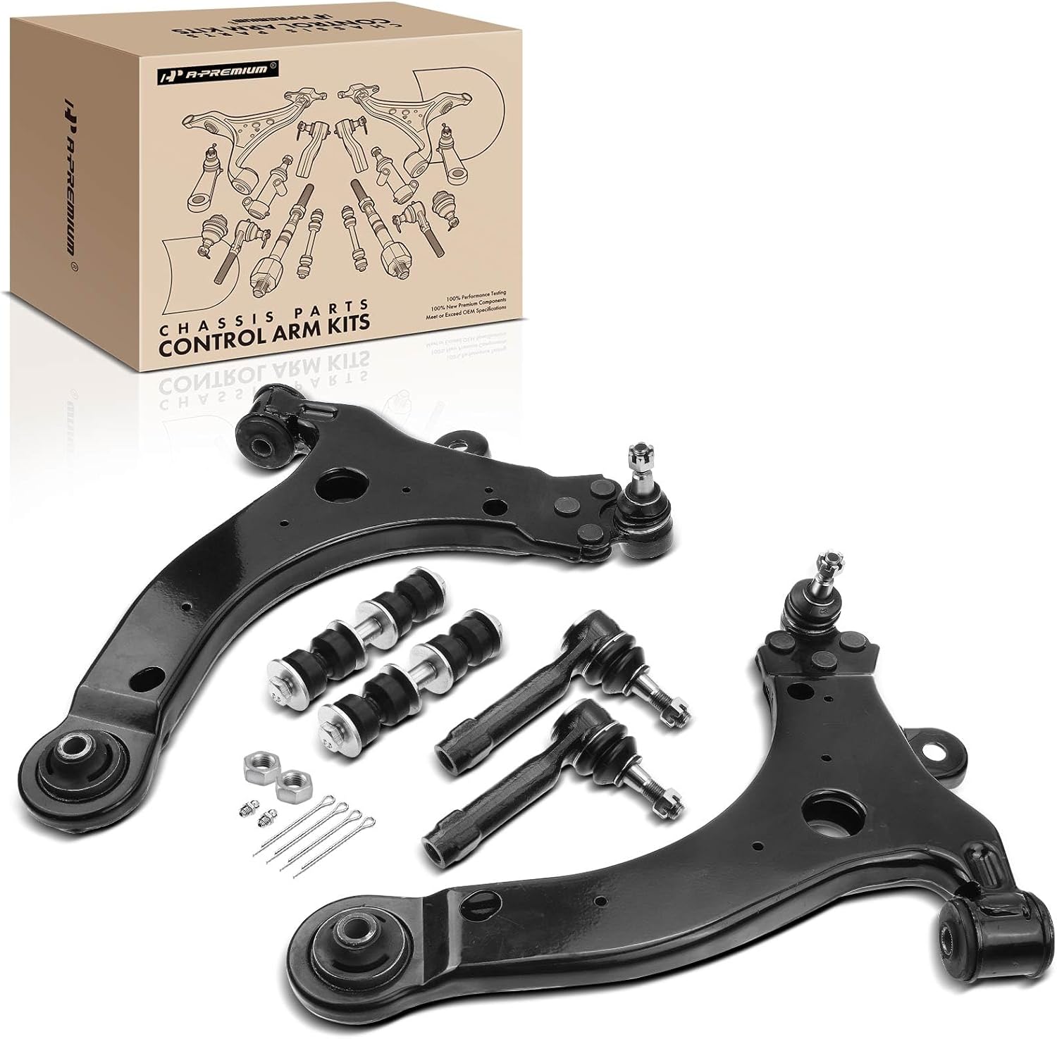 A-Premium Set of 6, Front Lower Control Arm, Sway Bar Link, Outer Tie Rod End, Compatible with 1997-2016 - Chevy Impala (Limited), Venture, Oldsmobile Silhouette, Grand Prix, Montana, Trans Sport