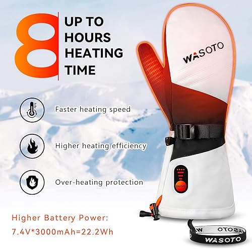 Miniatura 2 de Heated Mittens Gloves for Women Men 7.4V Battery 22.2Wh Electric Rechargeable Waterproof Ski Gloves for Winter Outdoor Work Skiing Snowboarding