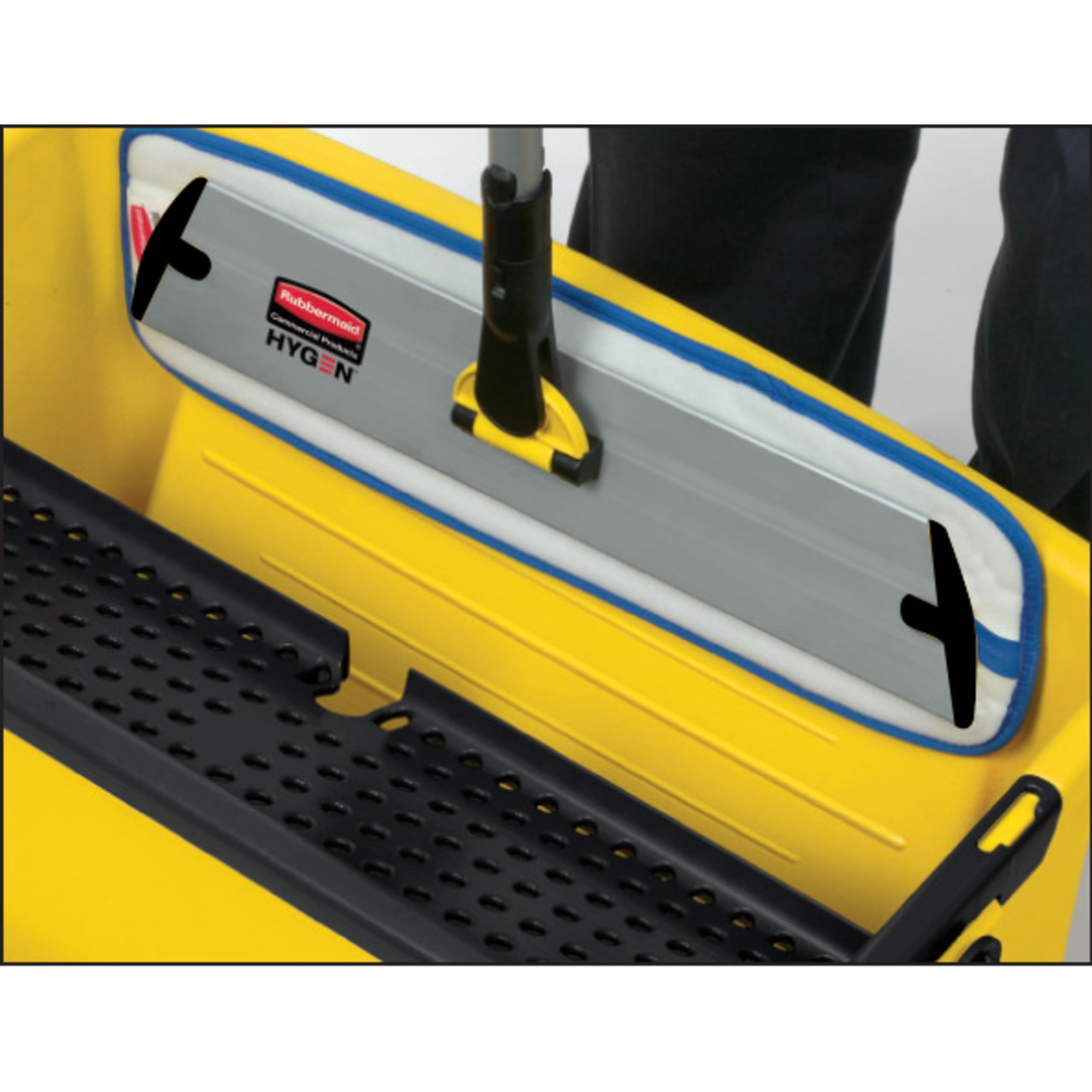 Rubbermaid Commercial Products Seau HYGEN 66 cm avec Presse Intégrée Jaune – Système Essorage sans Contact pour Nettoyage Professionnel Intensif – FGQ90088YEL
