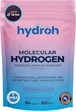 Hydrogen Water Tablets, Molecular Hydrogen Tablets for Drinking Water, Antioxidant-Rich, Supports Brain Energy & Health - Quick-Dissolving - Raspberry H2 Tabs - 30-Day Supply Raspberry