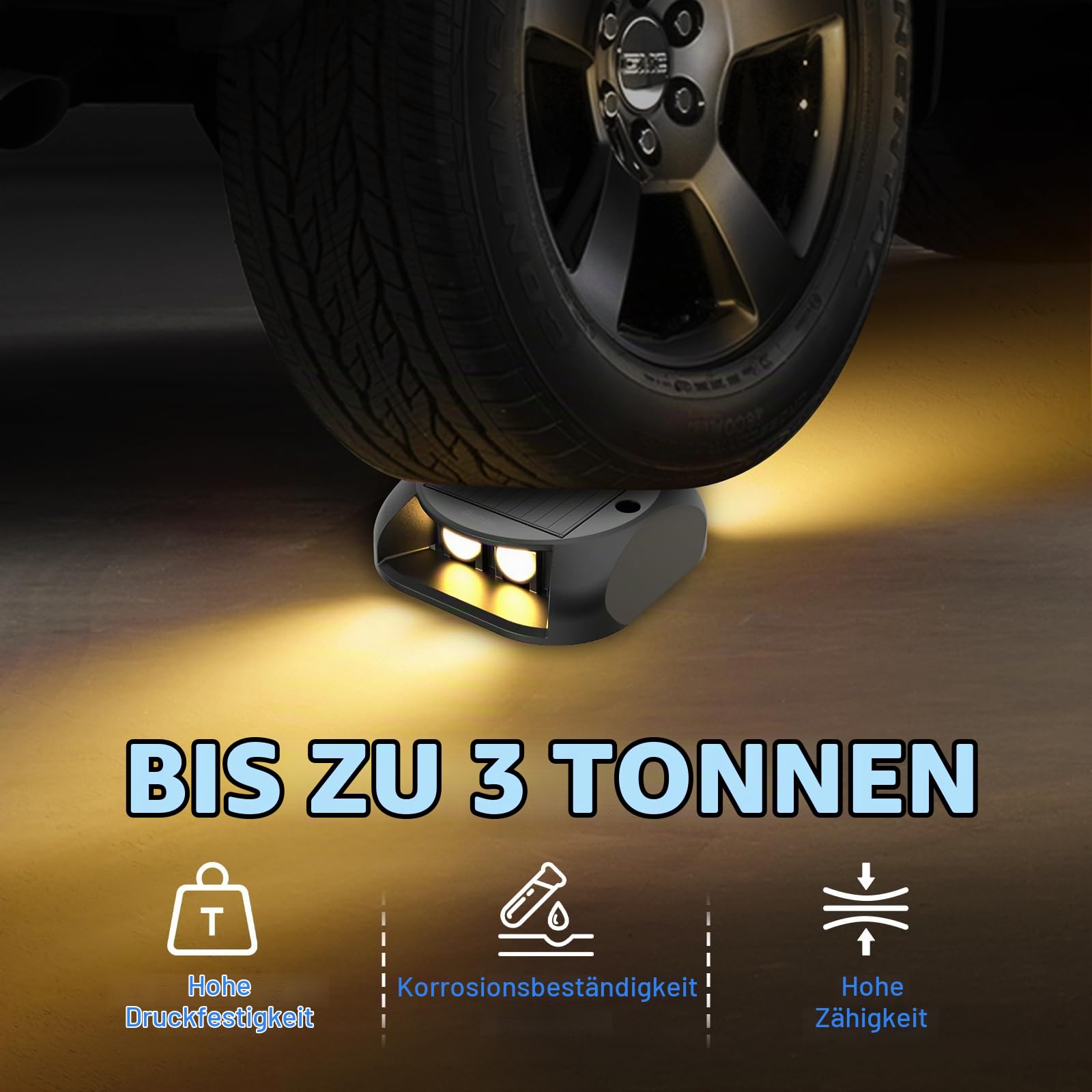 Quntis Solar Bodenleuchten Außen 8 Pack Warmweiß IP65 wasserdicht | Solarleuchten Outdoor LED Solar Deck Lights 3 Tonnen Belastbar Solarlampe Wegleuchte 4 LED Gartenleuchten Treppenbeleuchtung