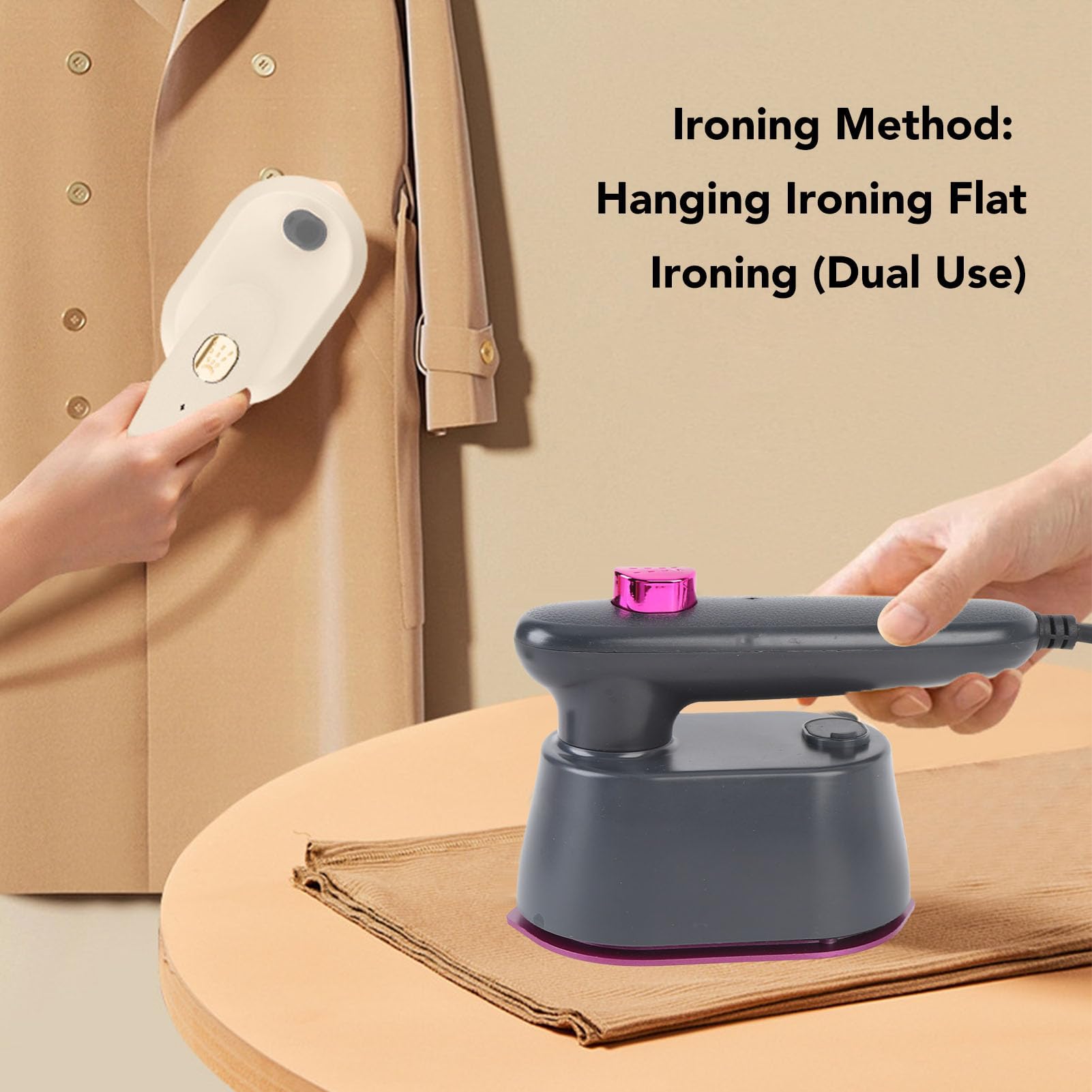 Cffuvros Portable Handheld Garment Steamer for Clothes Travel Steamer Mini Iron with Fast Heating, 30S Wrinkle Remover, Lightweight & Compact Design for Home, Dorm, Office, Suit, (Grey)