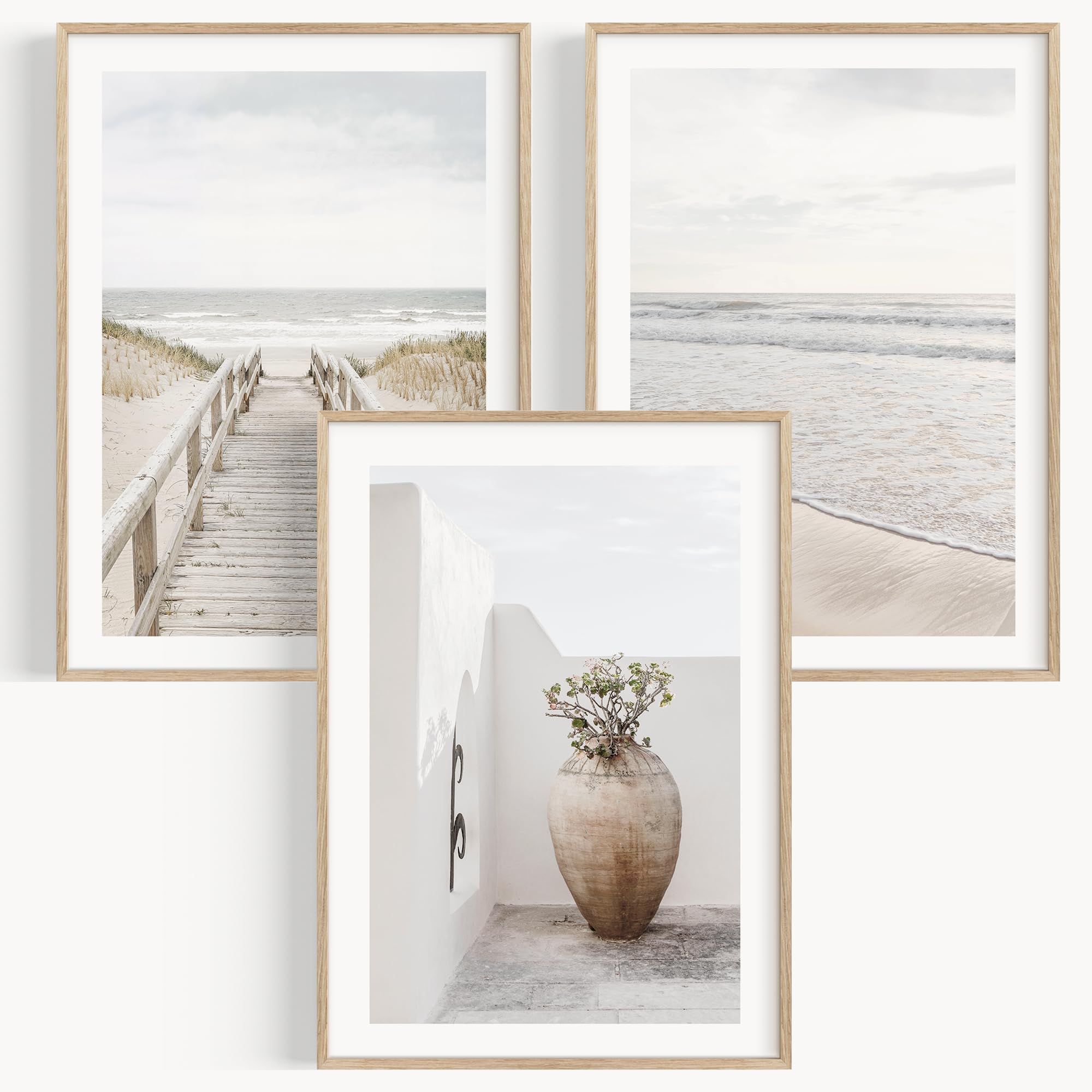 OHBIMBA® Set De 3 Cuadros Decoracion Salon Modernos Con Laminas Decorativas Pared Decoracion Marinera - Cuadros Decorativos Decoracion Pared - Lienzos Decorativos Tamaño 50 X 70 cm - Colección Playa