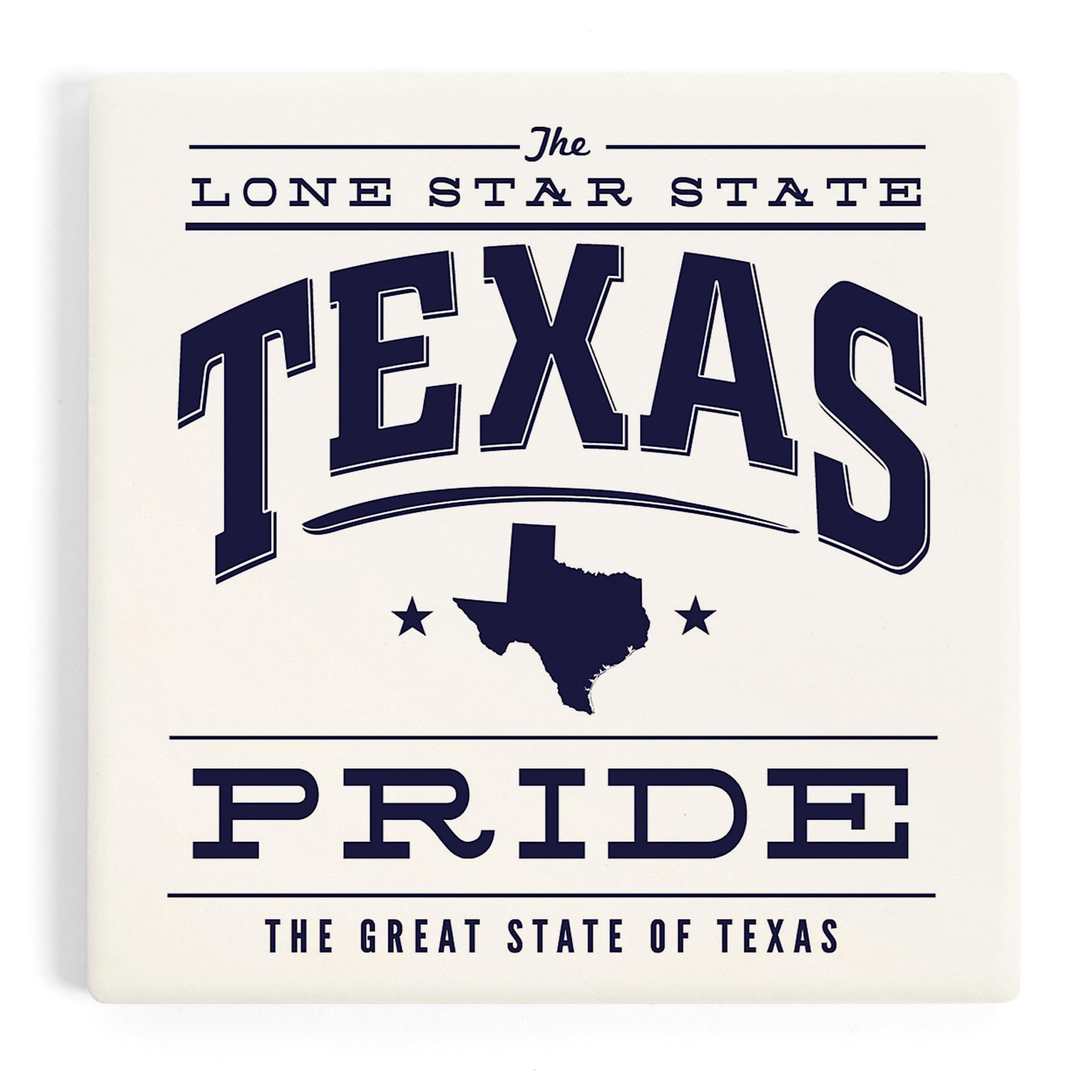 Texas State Pride, Blue on White (Absorbent Ceramic Coaster, Single, Cork Back, Kitchen Table Decor)