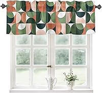 Vista 12 de Cenefa de cocina para ventanas, Día de la Independencia, pentagrama, textura de arpillera a cuadros, semitransparente, con bolsillo para barra