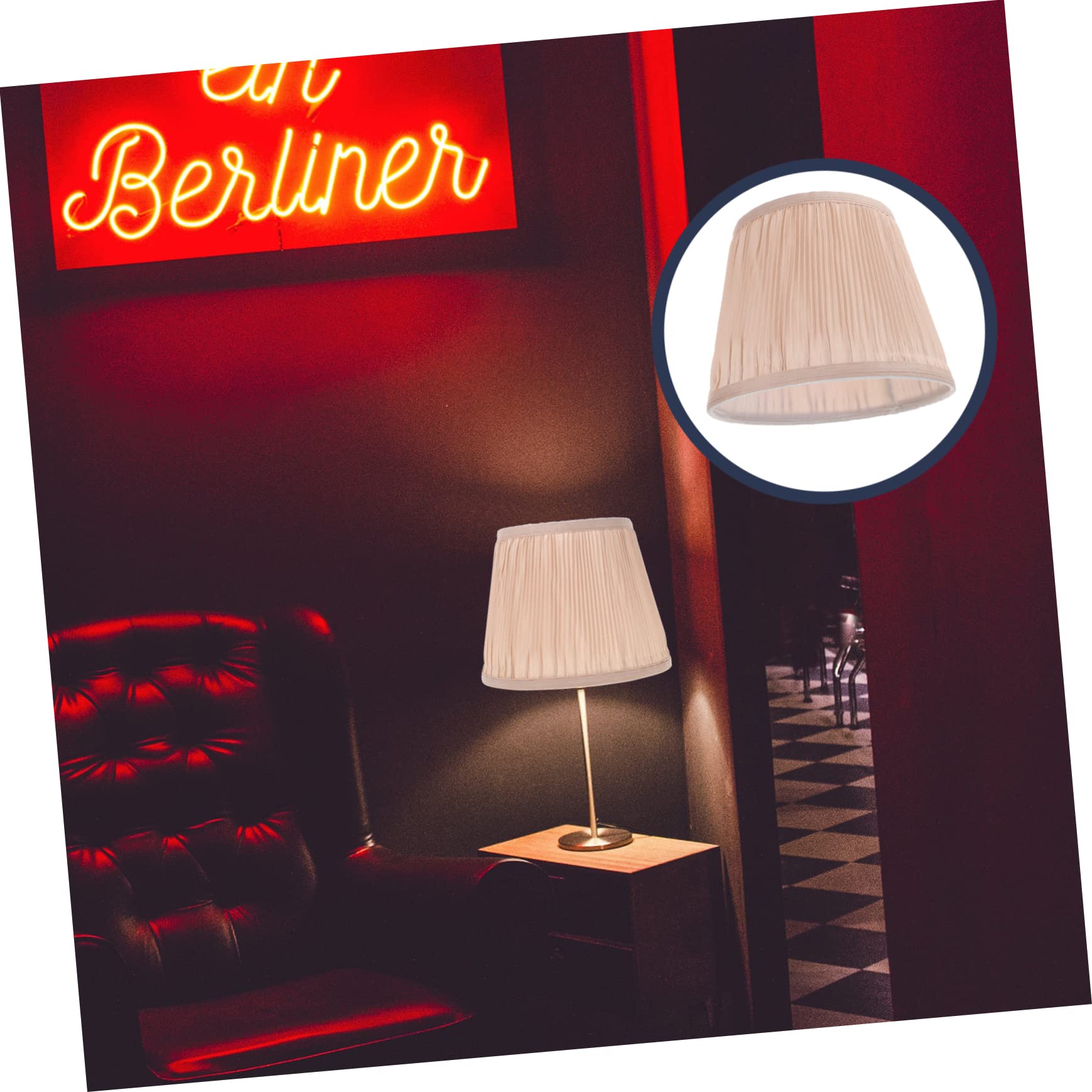 SHINEOFI Pantalla de Lámpara de Tela E27 Khaki para Salón y Restaurante | Estructura de Tejido y Metal, Diseño Sencillo y Delicado, Modelo para Pie y Mesa