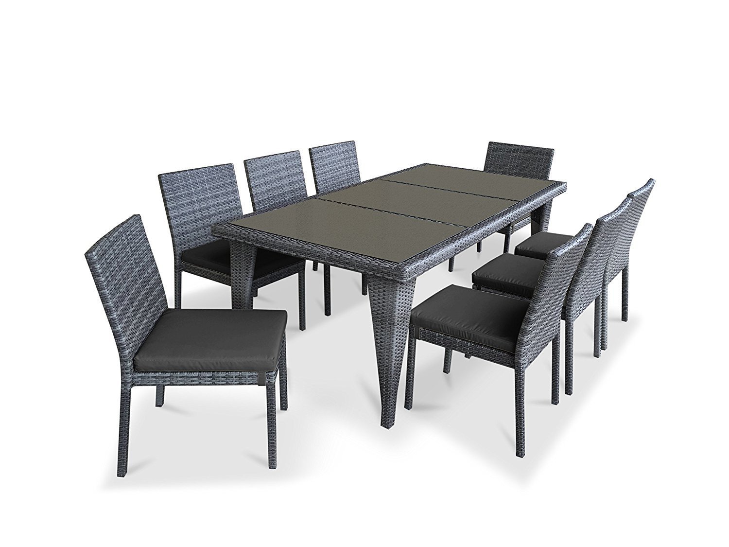 9piecedining Patio Furniture, 9 Piece Set/Charcoal
