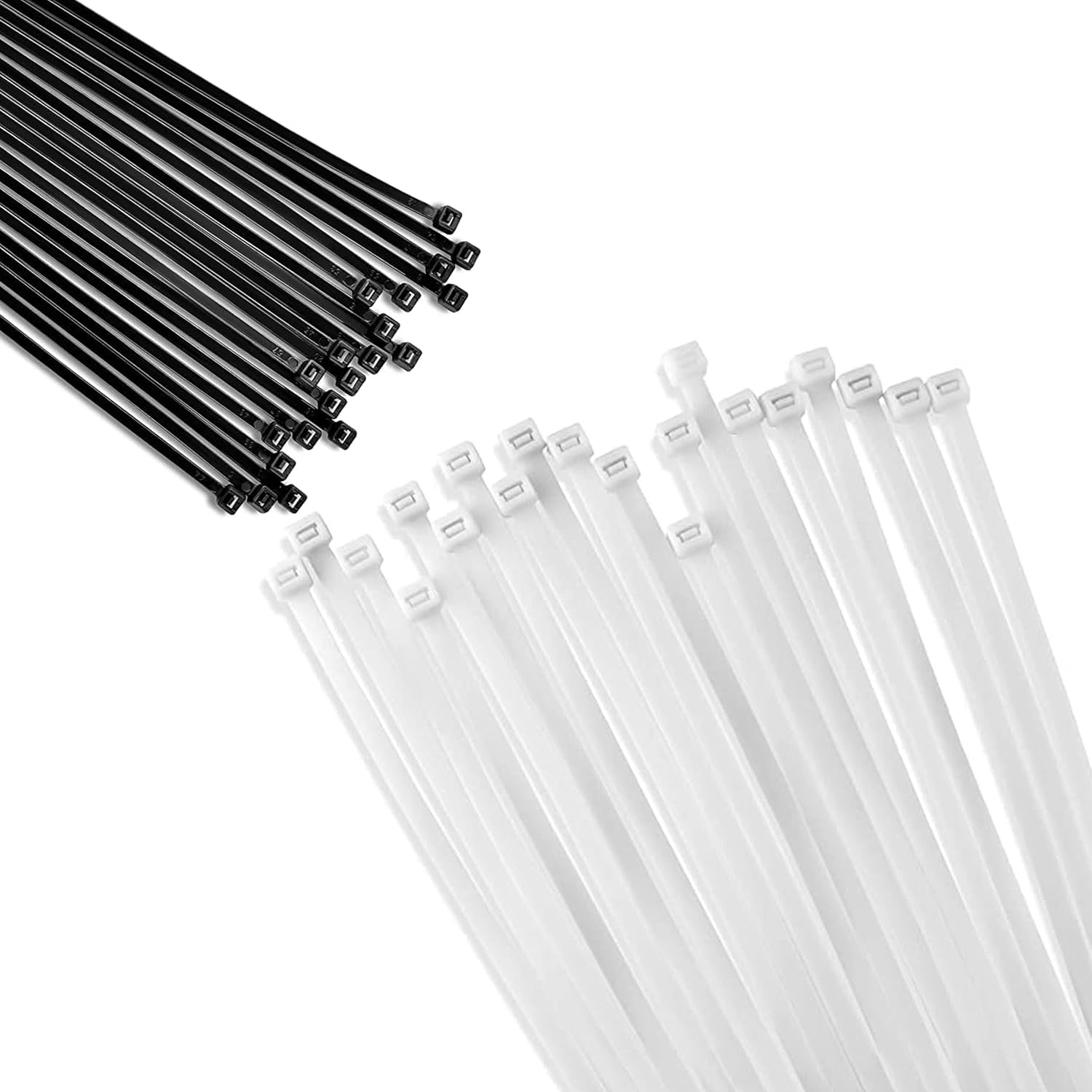Bolt Dropper 12 Inch Zip Cable Ties (1000 Pack), 40lbs Tensile Strength and 8" (1000 Pack), Up To 40lbs - Heavy Duty Black, Self-Locking Premium Nylon Wire for Indoor