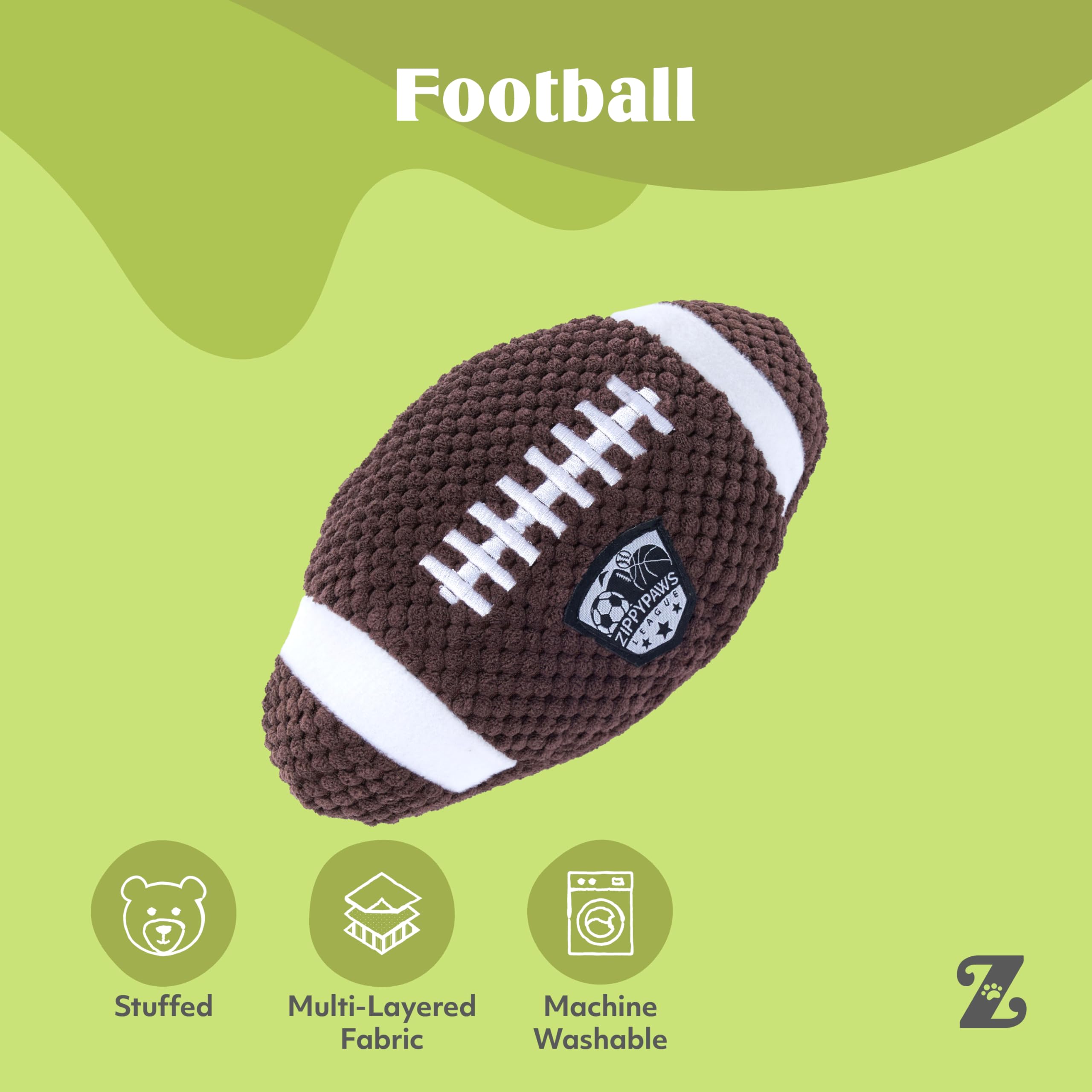 ZippyPaws SportsBallz – Jouet couineur pour chien pour les garder occupés, peluche amusante pour chiens de petite, moyenne et grande taille, jouet en peluche mignon, produit pour animaux de compagnie