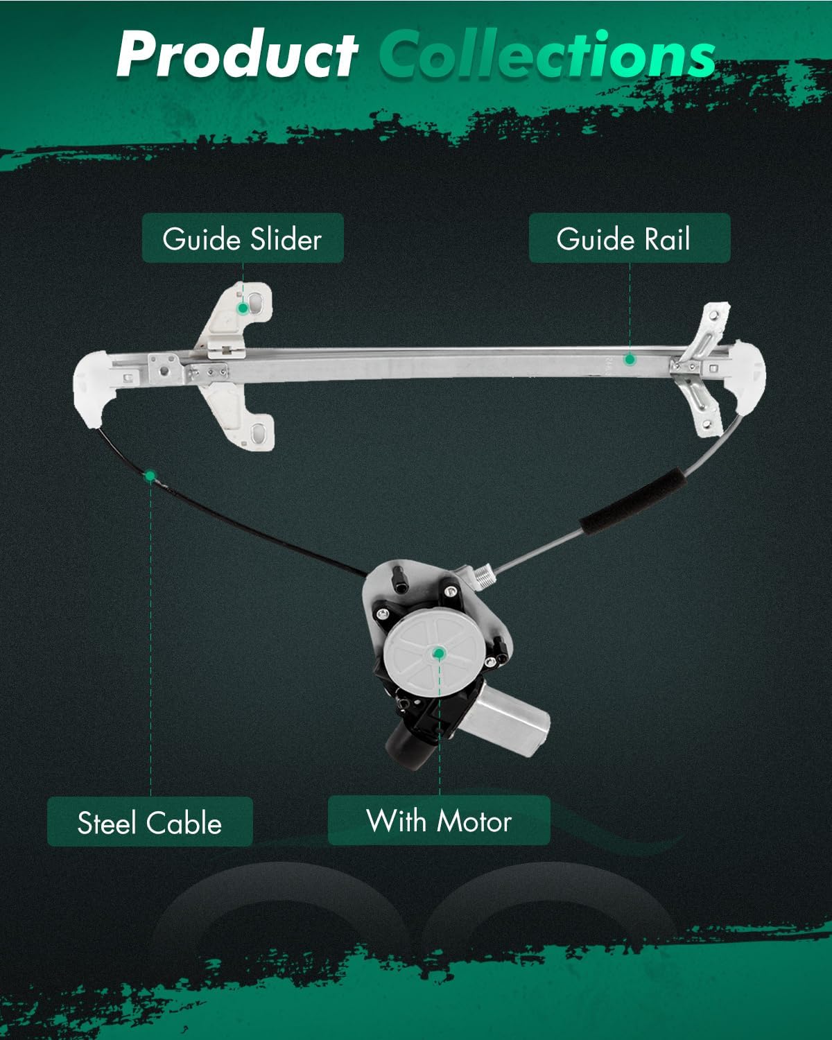 SCITOO Rear Left Driver Side and Rear Right Passenger Side Power Window Regulator With Motor Fit for 2003-2007 for Honda for Accord,748-044 & 748-045