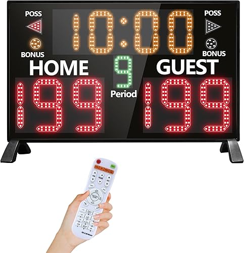 Electronic Basketball Scoreboard with Buzzer, Digital Scoreboard with Remote,Portable Score Keeper Battery Powered Score Board for Sports Games