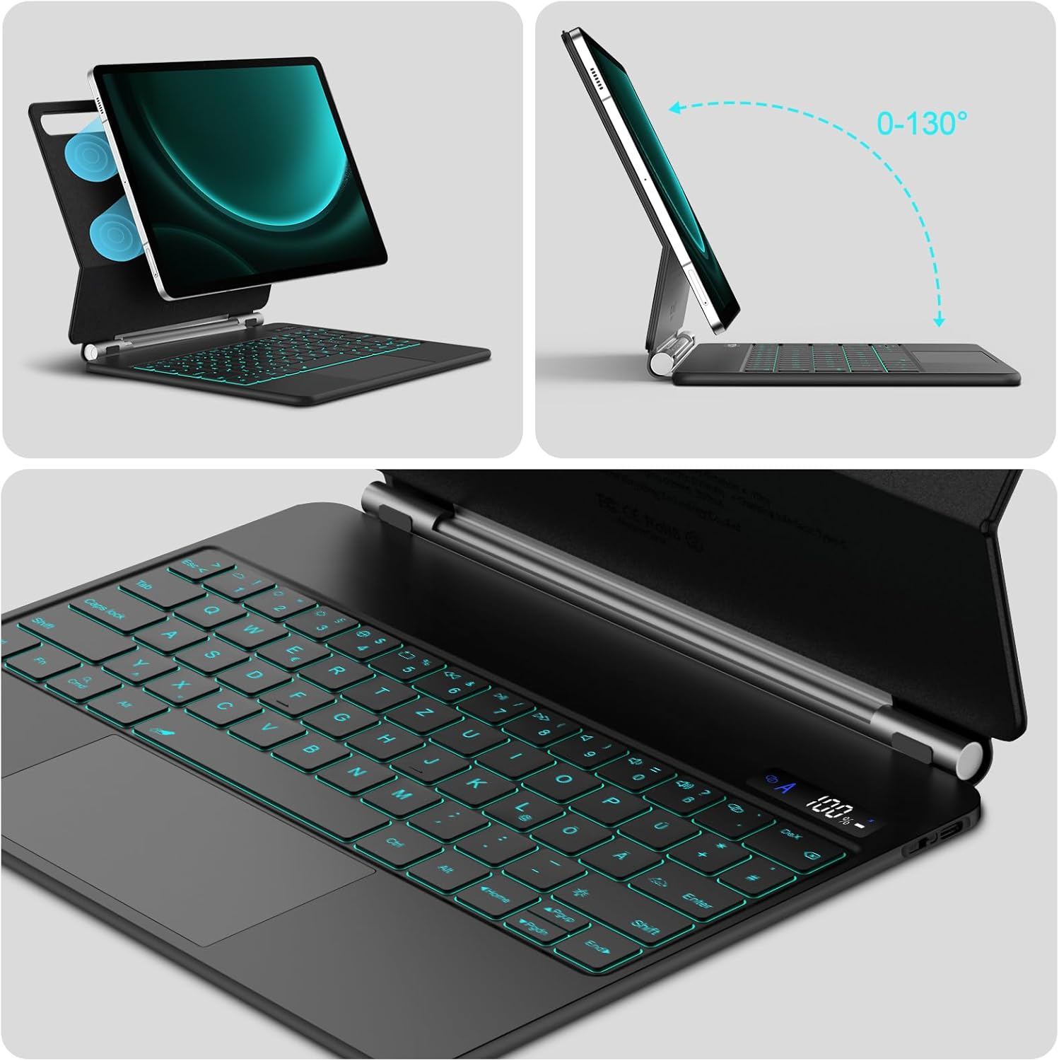 Magnetic floating design and adjustable viewing angles