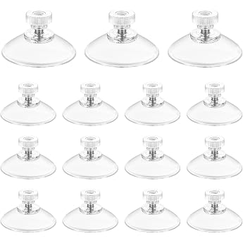 Pack of 15 Suction Cups with Thread Suction Cups for Windows Strong Suction Cups with Thread Diameter 40 mm Transparent Suction Cup Hooks with Knurled Nut for Windows Car Decoration Suction Cups