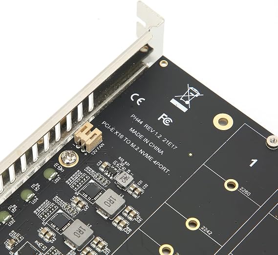 M.2 PCIE Adapter Card, 4 Port M.2 NVMe SSD to PCIE X16 M Key Hard Drive Converter Reader Expansion Card PC Internal Expansion Card Pcie Nvme Adapter (ph44)