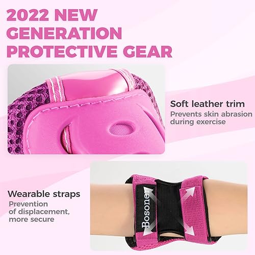 Miniatura 6 de BOSONER Rodilleras para niños y jóvenes, coderas para patines de ruedas, ciclismo, BMX, bicicleta, patinaje, patinaje, deportes