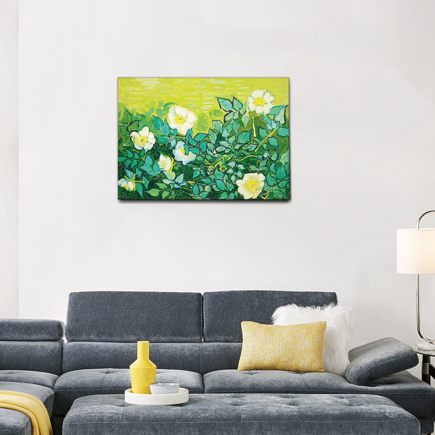 Giallobus - Quadro - Vincent Van Gogh - Rose selvatiche - Tela Canvas Telaio Standard - 100x70 - Pronto da appendere - Quadri moderni per la casa