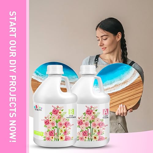 Miniatura 5 de Resina epoxi de 2 galones con bombas, resina de 2 partes mejorada transparente, sin burbujas, antiamarilleo, 2 partes de resina para revestimiento,