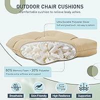 Vista 2 de downluxe Cojines para sillas de exterior, impermeables, copetudos, rellenos de espuma viscoelástica en forma de U para patio, 19 x 19 x 5 pulgadas
