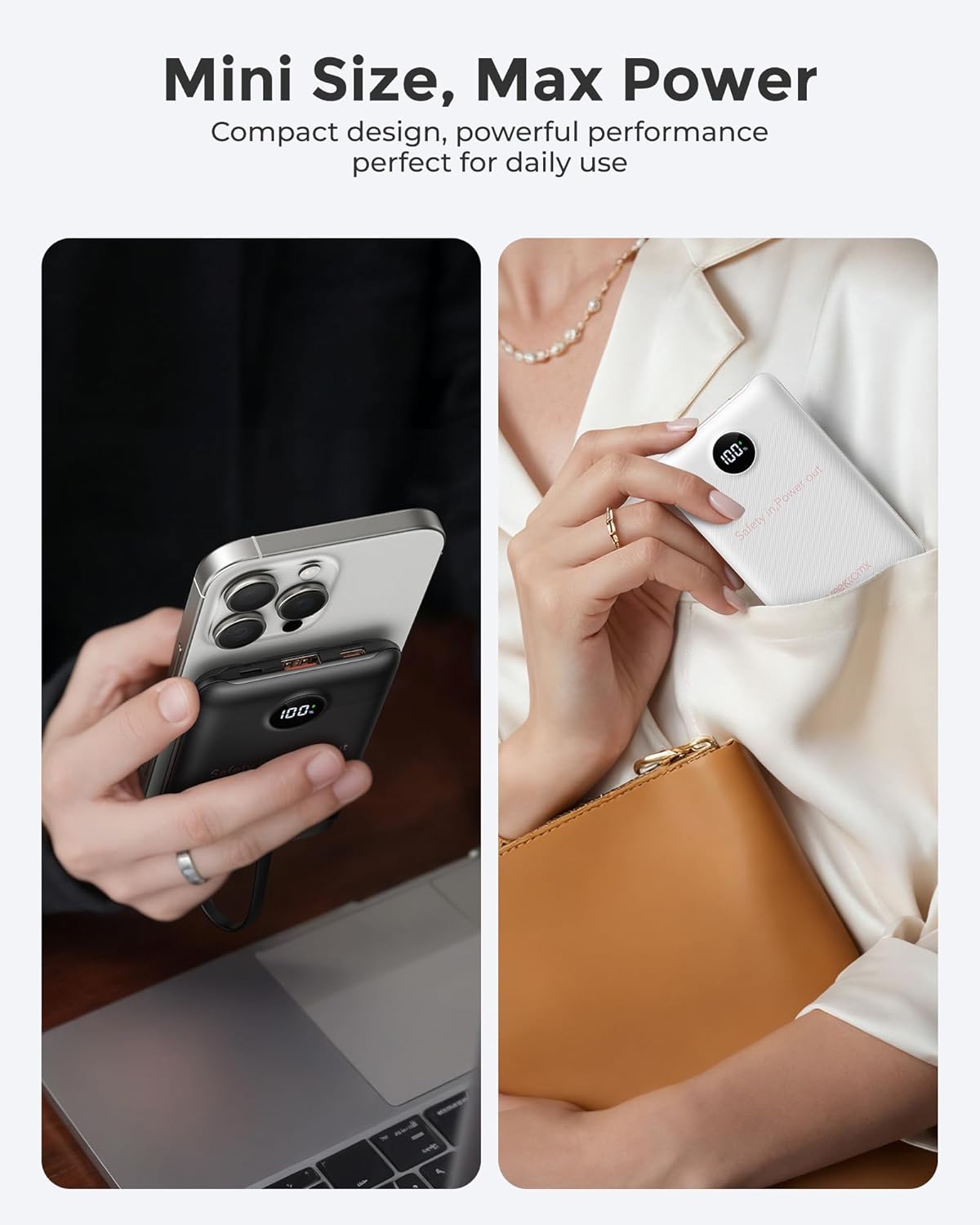 VEEKTOMX Portable Charger Built-in Cables, Power Bank for iPhone, Fast Charge USB C Battery Pack Travel Essentials Powerbank Compatible with iPhone 17/16/15/14, Samsung S25/24