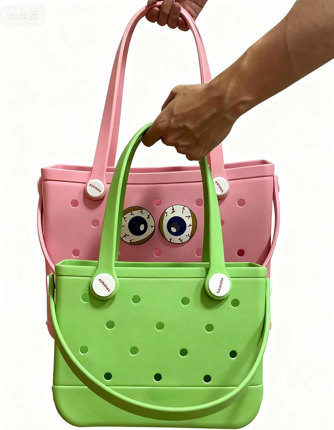 Medium Rubber Tote Bag, EVA Beach Bag, Lightweight Travel Tote for Picnic, Pool, and Gifts