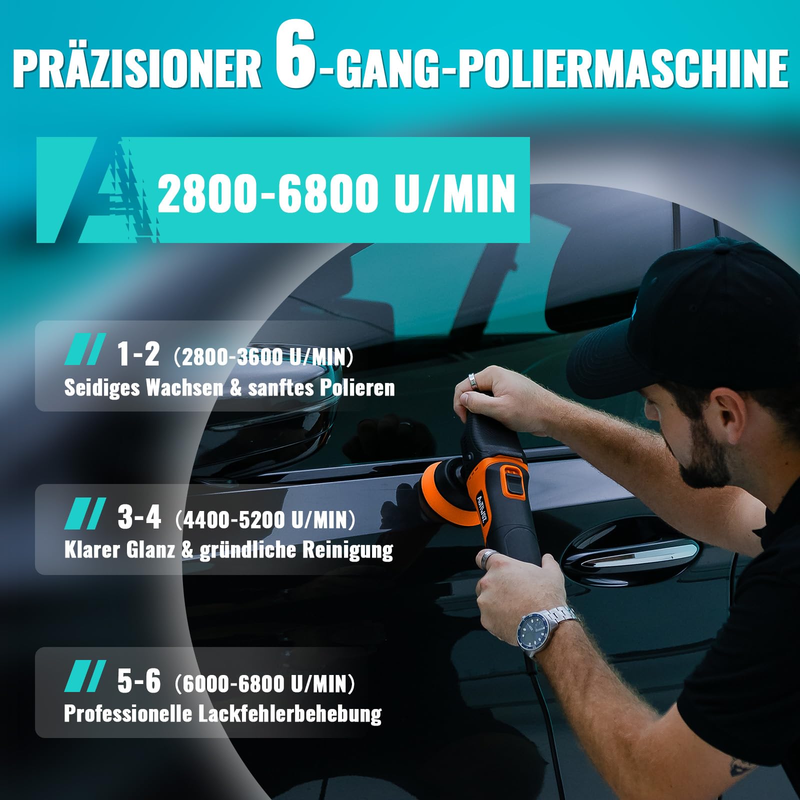 AUTIWOZ Mini Rotationspoliermaschine Auto Set, Kleine Poliermaschine 630W