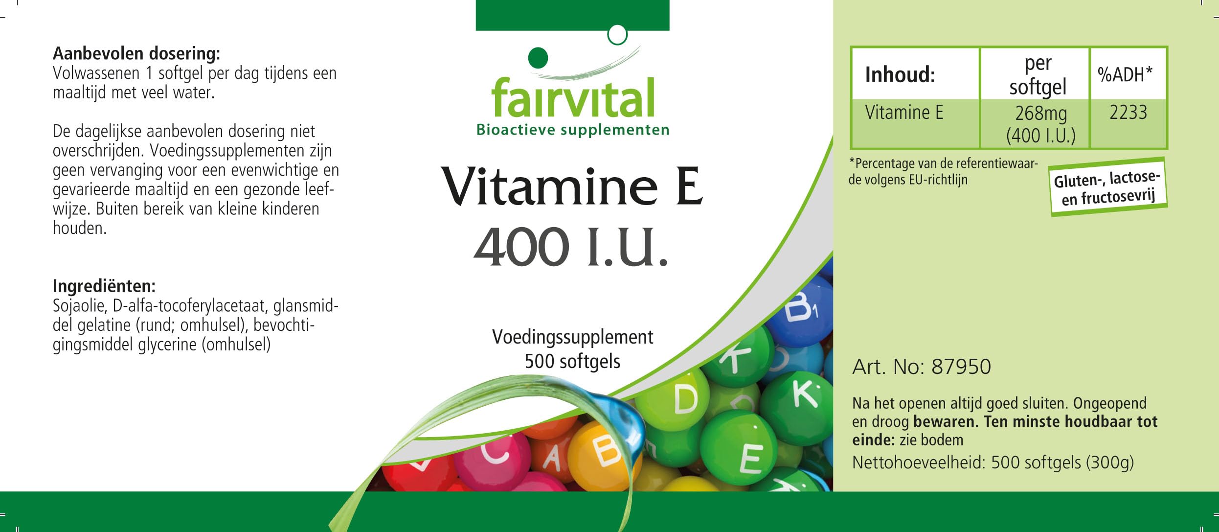 fairvital Vitamin E Kapseln 400 I.E., 500 Softgels, schluckfreundlich, HOCHDOSIERT, für die ganze Familie