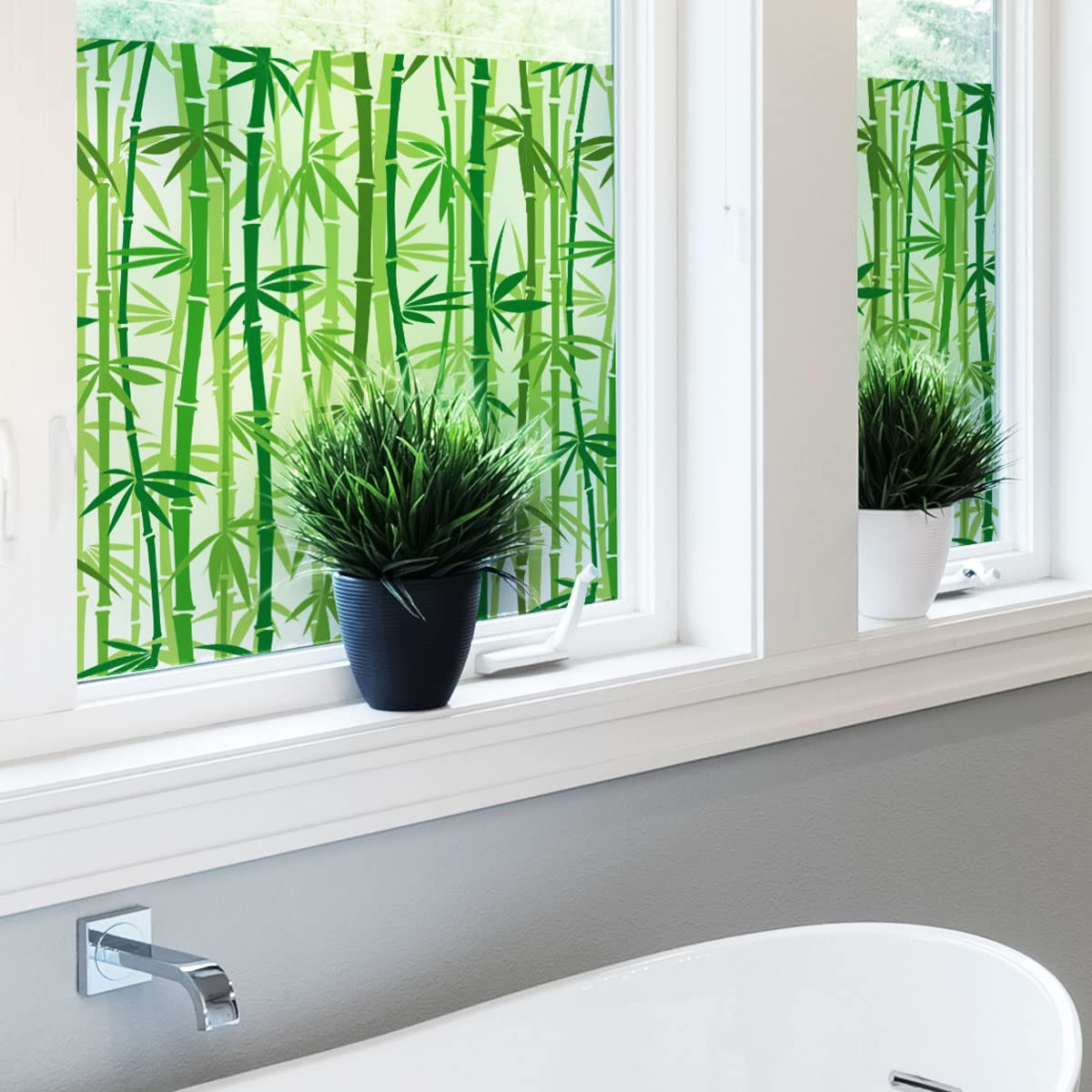 Selbstklebende Fensterfolie, blickdicht, Bambus, selbstklebend, Sichtschutz, für Fenster & Duschtüren, 40 x 200 cm