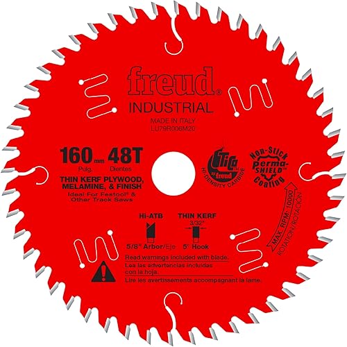 Freud LU79R006M20 Cuchilla para sierra, con revestimiento protector antiderrapante, para madera enchapada y melamina, para sierras Festool, Arbor de