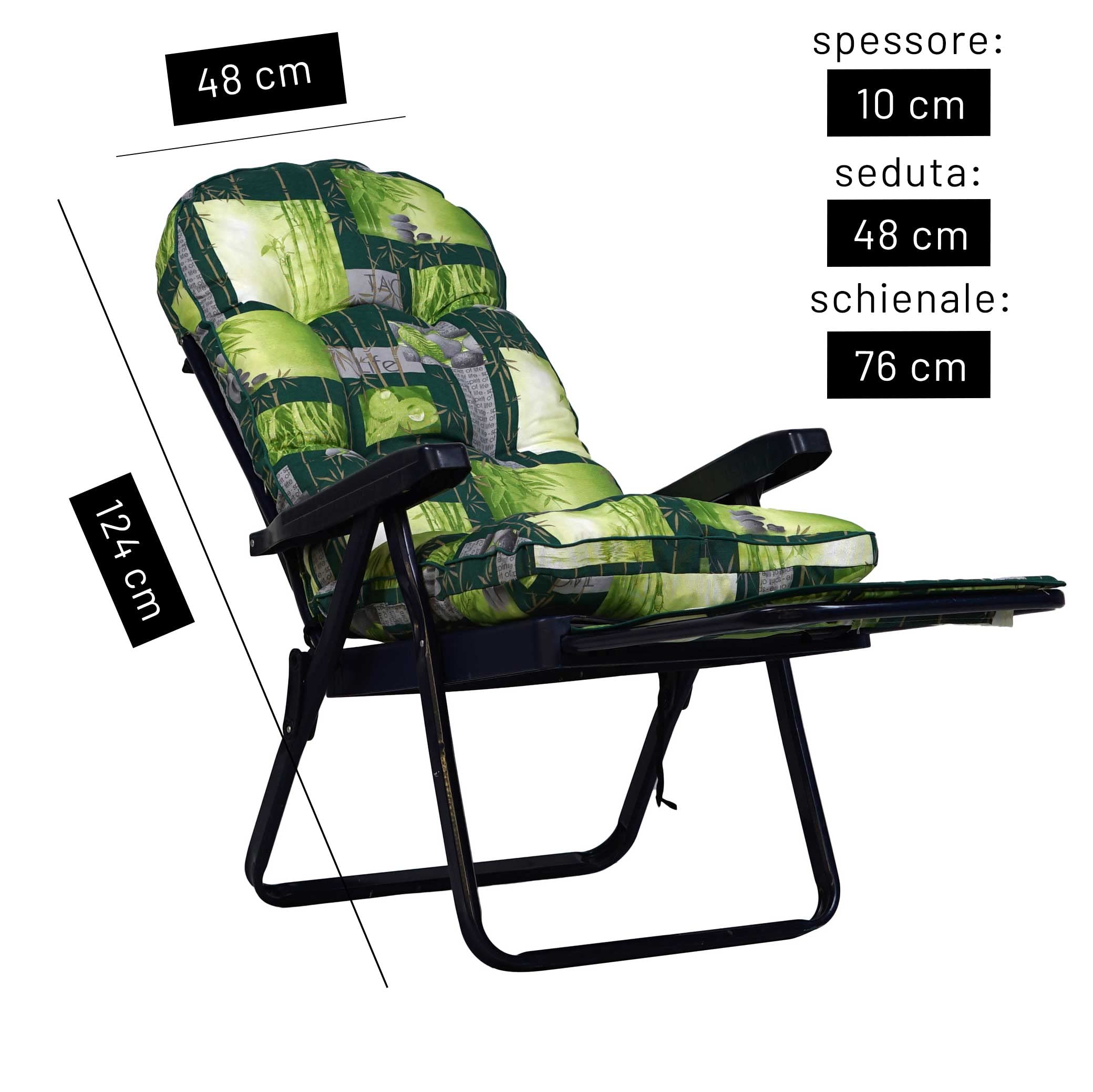 TECNOWEB Cuscino Arrotondato Super Imbottito per Sdraio con Carrello - Ideale per Esterni ed Interni - Adatto alle sdraio Estraibili - 100% Made in Italy