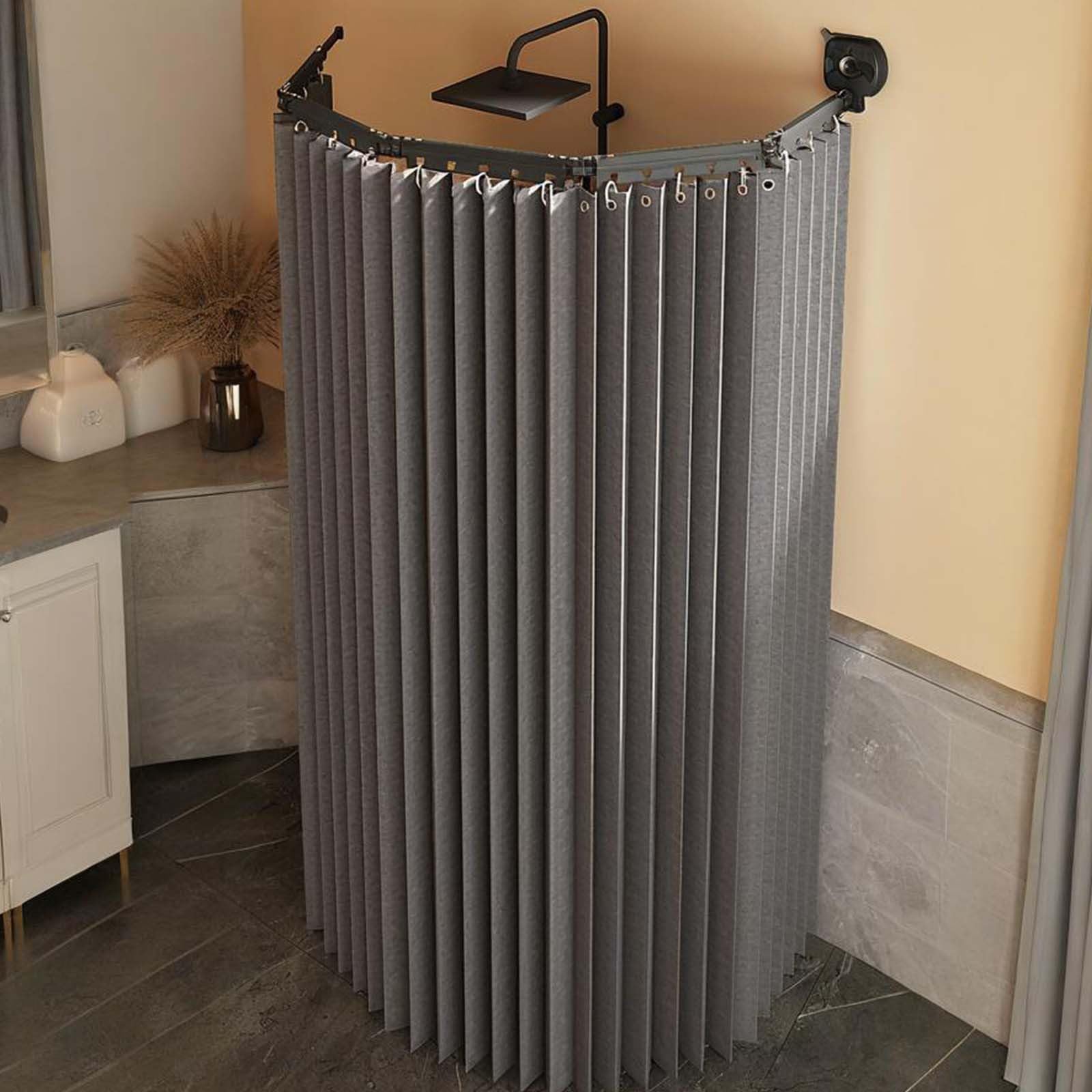Tringle rideau douche pliable sans perçage barre aluminium réglable