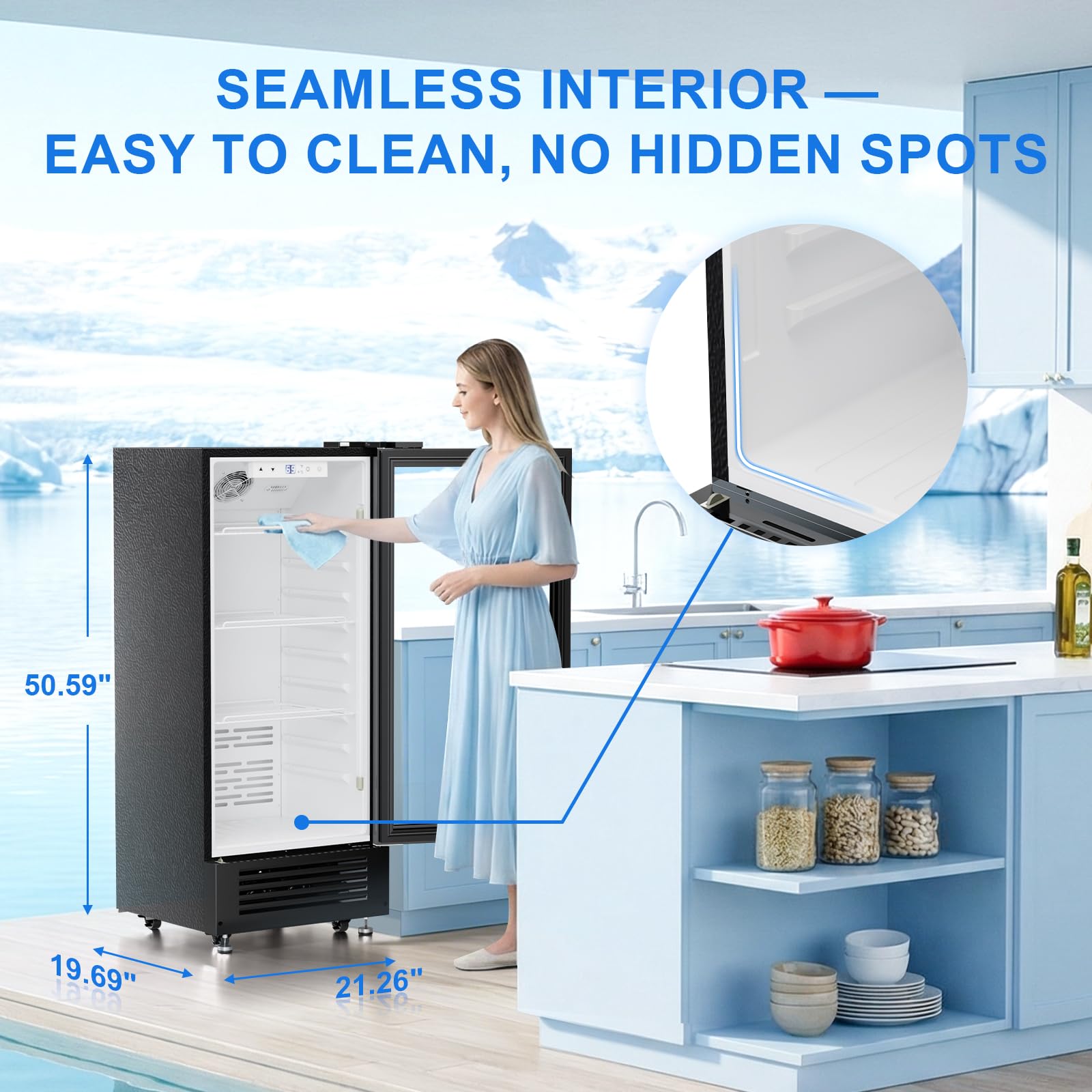 Antarctic Star Outdoor Beverage Refrigerator, 9 Cu. Ft. Glass Door Drink Fridge, Commercial Display Refrigerator With 4 Adjustable Shelves, For Shops, Restaurants, Bars on Fridge.com - View 2