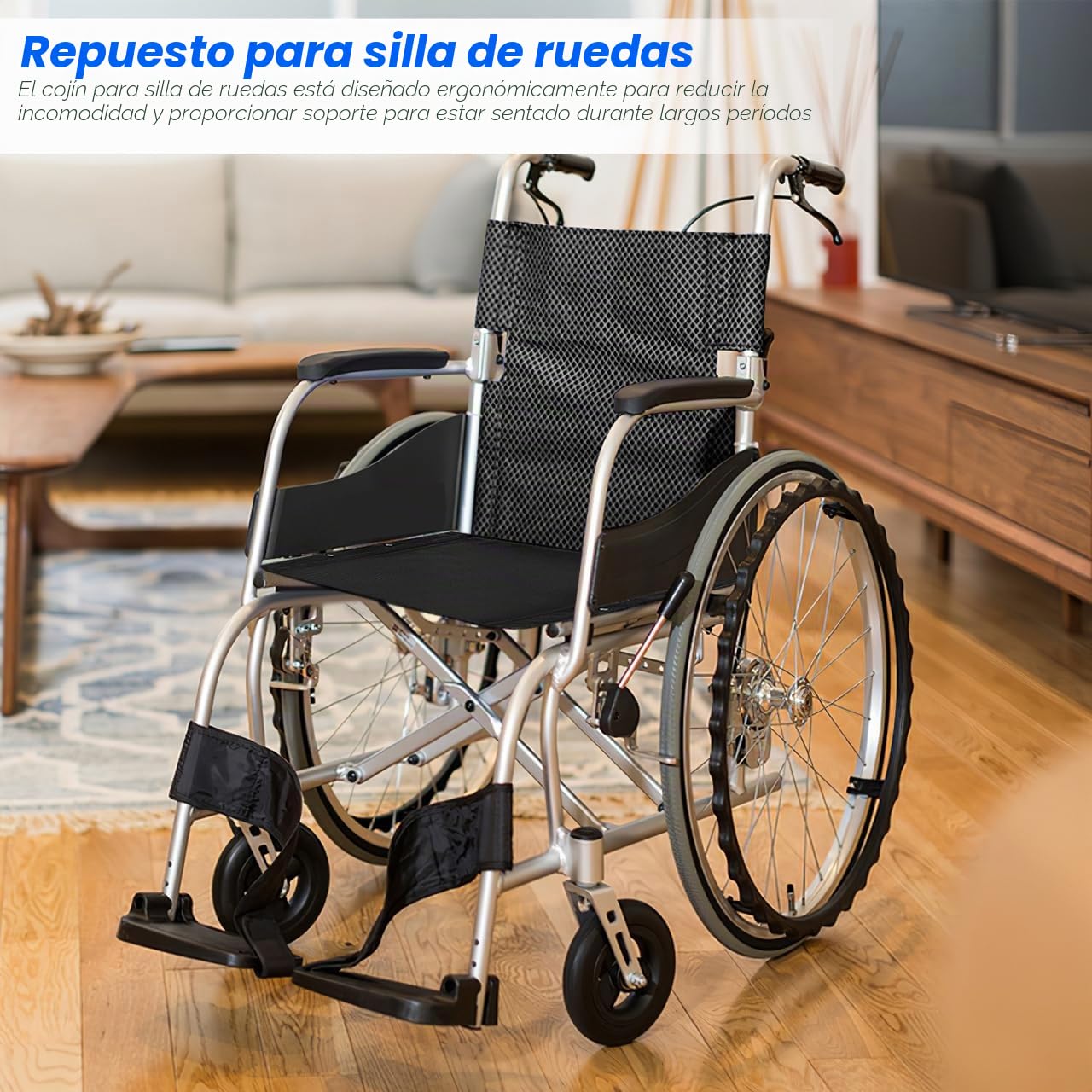 minkissy Cojín para Asiento De Silla De Ruedas De Oxford 17.71X16.53 Pulgadas Almohadilla Extraíble Antideslizante con Tornillos Y Arandelas Repuestos Completos