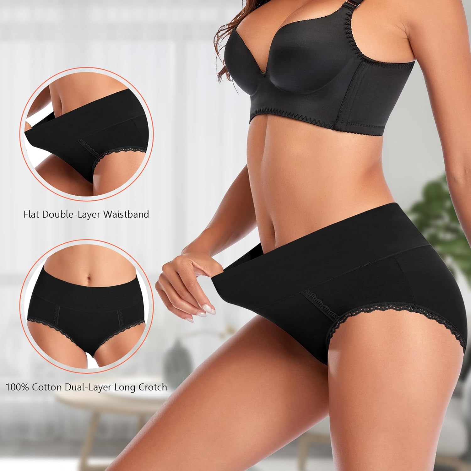 MISSWHO Cotton High Waisted Soft Womens Underwear Breathable Panties, Multipack - Image 4