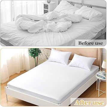 Hanyousheng 8 Pcs Bed Sheet Clips, 30 cm-130 cm Adjustable Bed Sheet Straps Elastic Sheet Clips, Sheet Grippers and Mattress Straps for Bedding, Mattress Covers, Bed Sheets, Sofa Cushion(White)