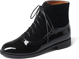 Sailimy Women's Genuine Leather Suede Ankle Boots Low Heel Oxford Flat Short Boots Perforated Lace Up Booties Price In India