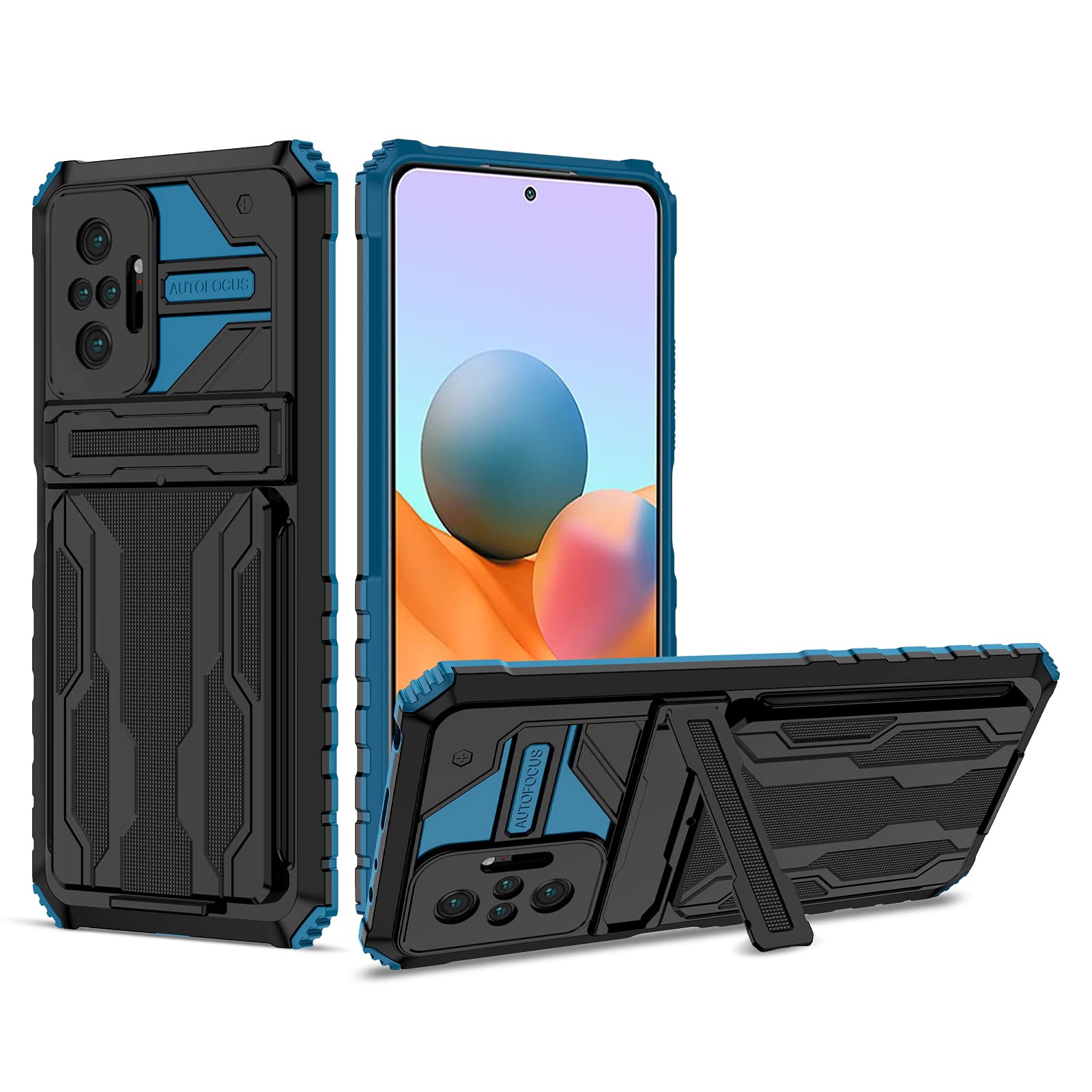 Case for Redmi Note 10 Pro Case/for Redmi Note 10 Pro Max Case M2101K6I Wallet Case with Detachable Card Holder, Stand Rugged Shockproof Protective Phone Cover for Xiaomi Redmi Note 10 Pro Blue