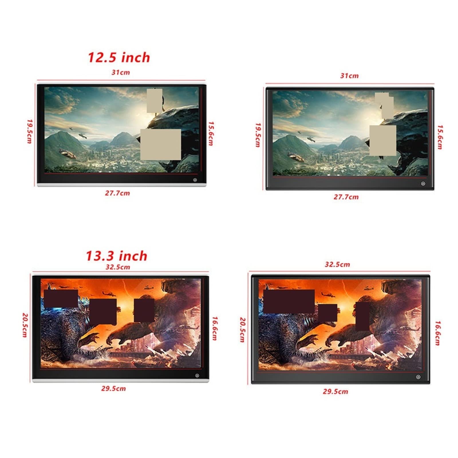 Lettore poggiatesta per Auto Monitor for poggiatesta Schermo IPS da 13 Pollici Display del Veicolo con out Mirroring Lettore Video for Auto for Sedile Posteriore(2 PCS Black 11.6)