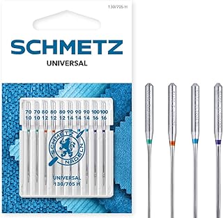 SCHMETZ Nähmaschinennadeln: 10 Universal-Nadeln, Nadeldicke 70/10-100/16, Nähset, 130/705 H, auf jeder gängigen Haushaltsnähmaschine einsetzbar