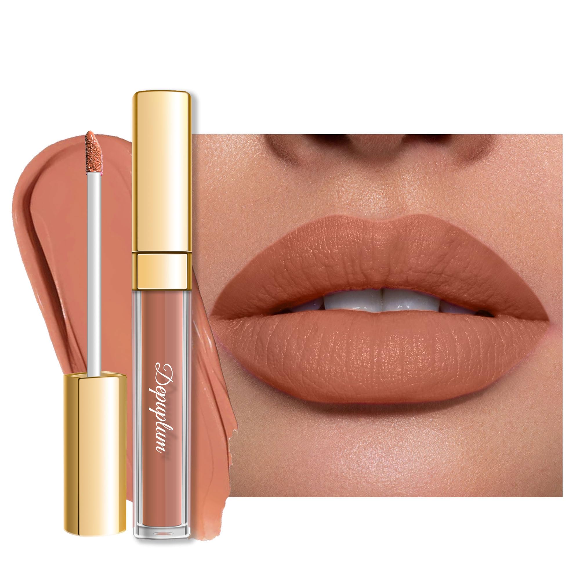 Nude Lipstick Matte for Women Color Stay Long Lasting Lipstick Smudgeproof Liquid Lipsticks Cruelty Free Lip Color, DM10 Dusty Nude