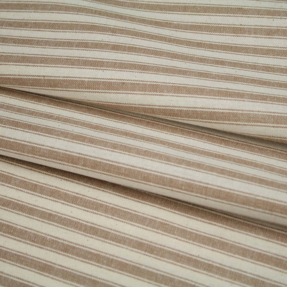 Ticking Style Stripes 100% Cotton Fabric Premium Quality 55" /140cm Wide Light-to-Medium Weight (Brown, Half-Meter)