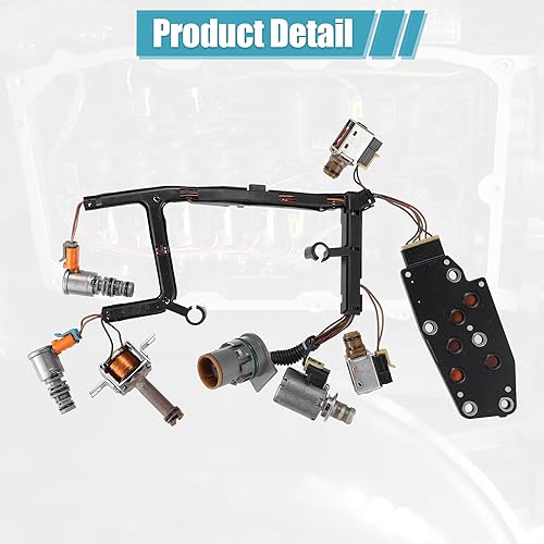 Miniatura 5 de uxcell 1 Unidades Kit de solenoide de transmisión con arnés para GM 4L60E 1993-2005 Plástico Negro Tono Plata
