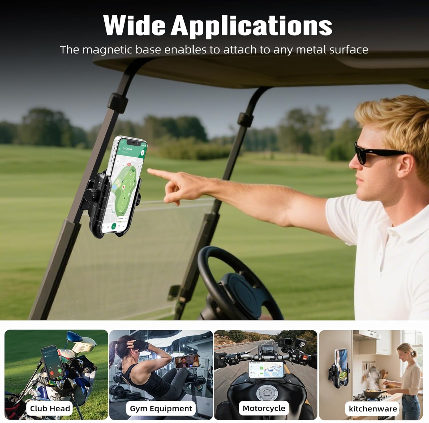 Golf Cart Phone Holder, Strong Magnetic Phone Holder for Golf Cart Universal for Most Cell Phone, Golf Cart Phone Mount Compatible with EZGO/Club Car/Yamaha, Hold Firmly, Install in Seconds - Image 8