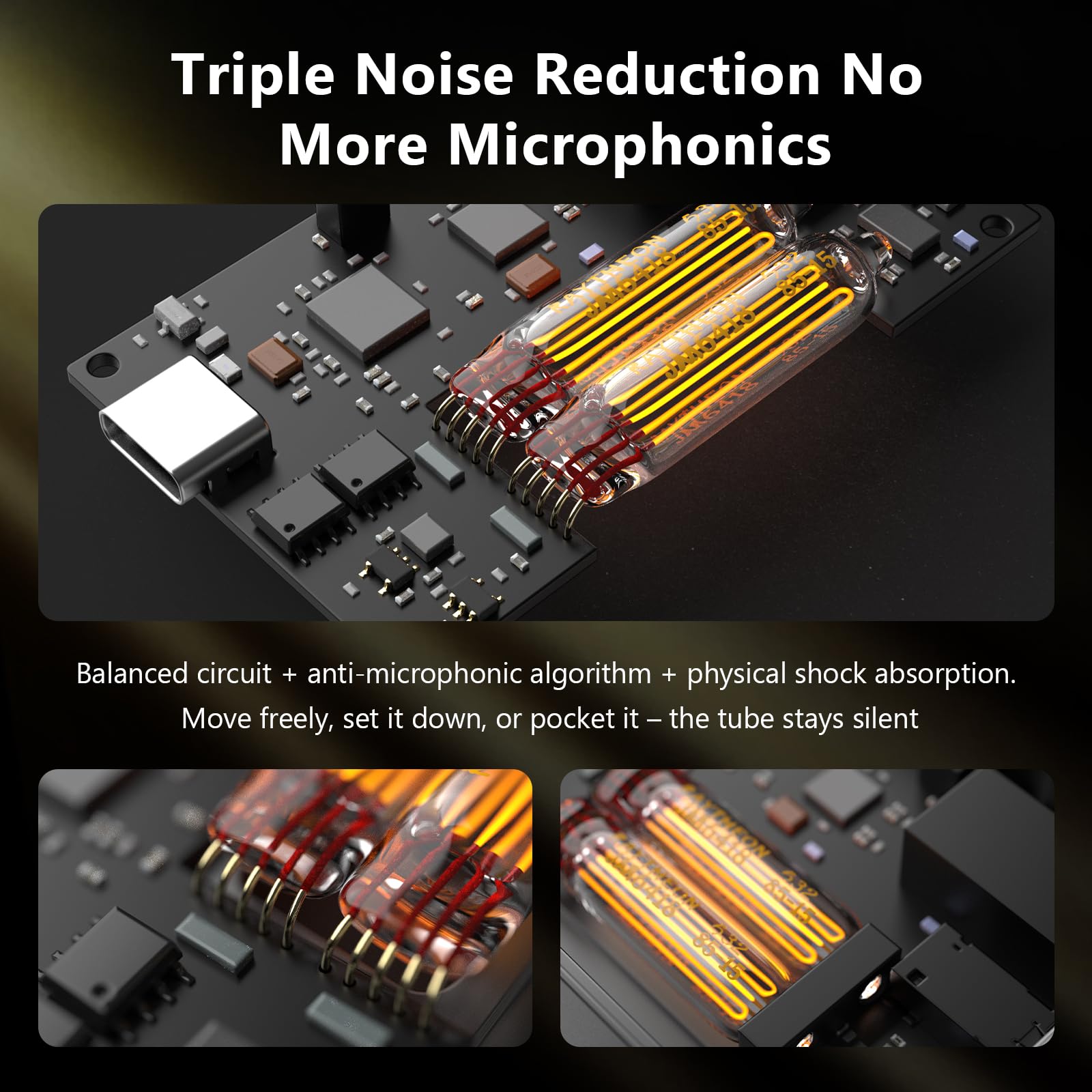 HiFiGo MUSEHiFi M3 – Ultraportabler Röhren-DAC-Verstärker, JAN6418-Röhren-USB-C-Dongle Mit Symmetrischem 3,5-mm- und 4,4-mm-Ausgang, Hi-Res-DAC-Verstärker für IEMs, Kopfhörer, Smartphone, PC und Mac