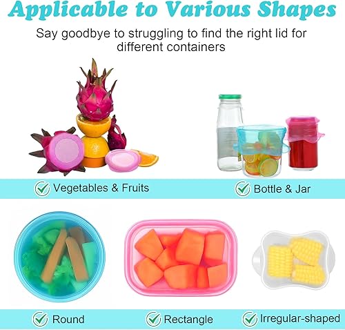 Miniatura 4 de Tapas elásticas de silicona para almacenamiento de alimentos, 3 piezas, fundas elásticas reutilizables para tazones de latas, tarros redondos y