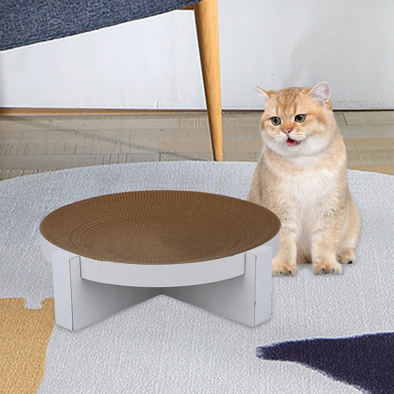 kowaku Cama rascadora de cartón para Gatos, Cuenco rascador para Gatos, Muebles de protección, Juguete de Entrenamiento, Tablero rascador