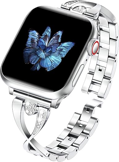 Amazon.com: Correa compatible con Apple Watch para mujer, para iWatch  Series 7 6 5 4 3 2 1 SE, linda correa delgada para iPhone Watch Band Bling  Diamond (plata, 1.496 in/1.575 in/1.614 in) : Celulares y Accesorios