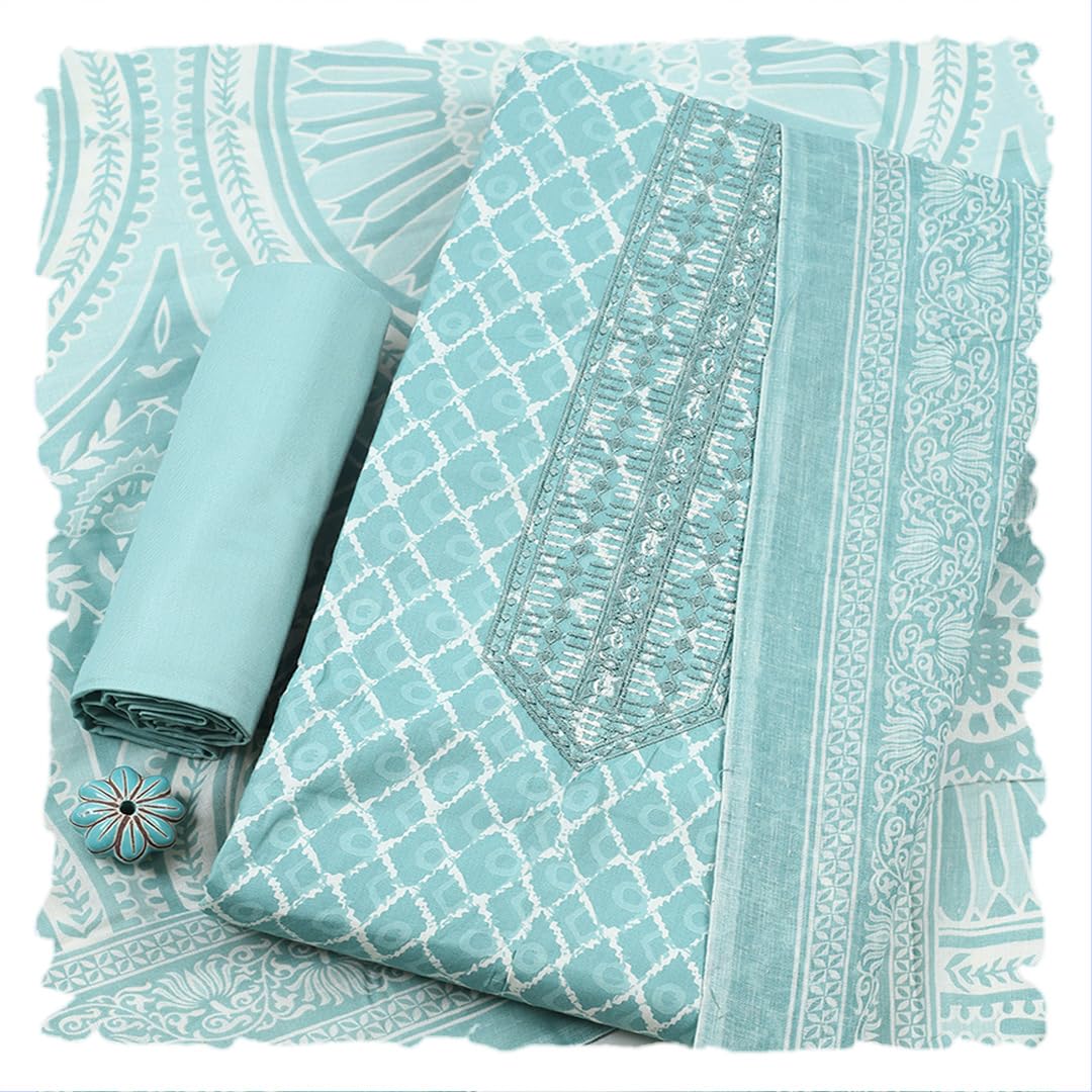 Printed Cotton Unstitched Kurta with Bottom & Dupatta-image-15